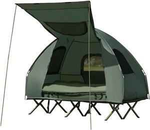 2-Person Compact Portable Pop-Up Tent/Camping Cot w/ Air Mattress & Sleeping Bag