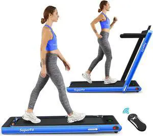 2.25HP 2 in 1 Folding Treadmill W/Bluetooth Speaker Remote Control Home Gym Blue