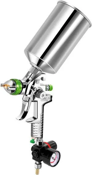 2.5mm HVLP Gravity Feed SPRAY GUN Kit w/Regulator Auto Paint Primer Metal Flake