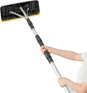 21FT Telescoping Snow Roof Rake Large Poly Blade Aluminum Tube Non-Slip Handle