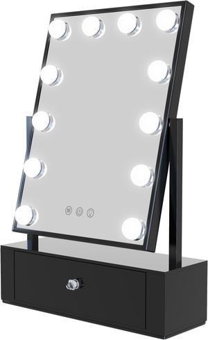 12 bulbs Hollywood Vanity Mirror with drawer, touch dimmable