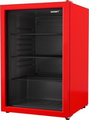 Husky XL Glass Door 4.6 Cu. ft. Mini Fridge Beverage Refrigerator (Red)
