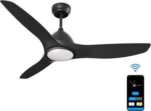 52 in. WiFi LED Indoor Black 3-Blade Smart Ceiling Fan with Temperature Control LED Light (Works with Alexa and Google Assistant), Black