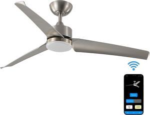 52 in. WiFi LED Indoor Metallic 3-Blade Smart Ceiling Fan with Temperature Control LED Light (Works with Alexa and Google Assistant)