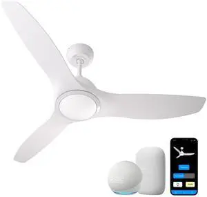 All Seasons 52 Smart LED Ceiling Fan w/ WiFi  3-Blade, 3 Speeds, Reverse, Alexa & Google Compatible in White