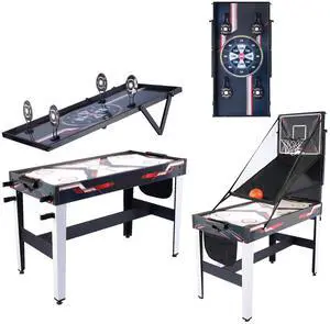 All-in-One Game Table 4-in-1  Full Package: Air Hockey, Hoop Basketball, Target Shooting, Darts  Home Playroom Table
