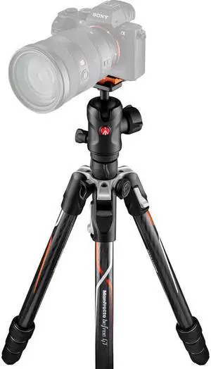 manfrotto befree gt travel carbon fiber tripod with 496 ball head for sony alpha cameras, twist locks, black