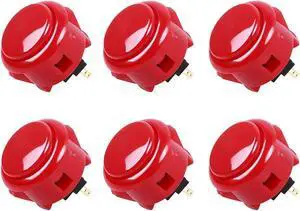 Sanwa 6 pcs OBSF-30 Original Push Button 30mm - for Arcade Jamma Video Game & Arcade Joystick Games Console (Red) S@NWA