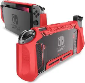 Dockable Case for Nintendo Switch, Mumba [Blade Series] TPU Grip Protective Cover Case Compatible with Nintendo Switch Console and Joy-Con Controller (Red)