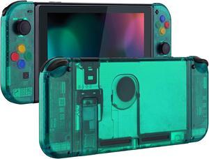 eXtremeRate Back Plate for Nintendo Switch Console, NS Joycon Handheld Controller Housing with Colorful Buttons, DIY Replacement Shell for Nintendo Switch - Emerald Green