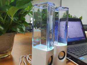 Aoboo Led Color Computer Water Speakers With Light, USB Dancing Fountain Light Show Sound Speakers, 3.5mm Interface,Suitable For Laptop Speakers, Speakers For Desktop Computer (White)
