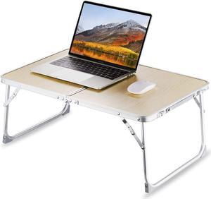 Foldable Laptop Table for Bed, SUVANE Lap Desk, Bed Desk, Breakfast Serving Bed Tray, Portable Mini Picnic Table Storage Space Laptop Desk Reading Holder(Pine)