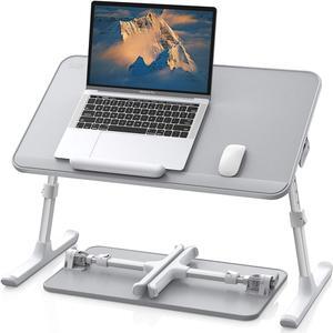Leather Lap Desk Laptop Bed Tray Table Adjustable Laptop Stand for Bed Portable Lightweight Standing Desk for Writing Eating Reading Couch Sofa Floor for Adults Kids (20.5*11.8 Gray)