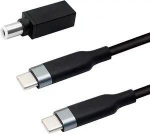 CERRXIAN 100W PD USB Type C Female Input to DC 7.4mm x 5.0mm (7.4x0.6) Power Charging Adapter & 6.5ft USB C PD Cable for D830 D820 D630 D620 D610 D520 E4310(100w-7406Da) (Black)