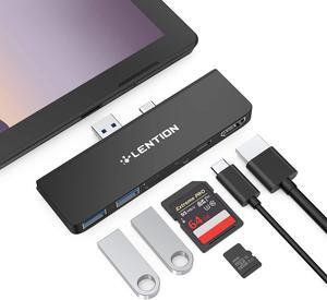 LENTION Surface Pro 7 USB C Hub,6-in-1 Microsoft Surface Pro 7 USB C Dock with 4K@60Hz HDMI Display, SD and Micro SD Dual Card Reader, 2 USB 3.0 Port, PD 60W Type C Charging Port (CS34,Black)
