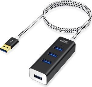 CableCreation 4-Port USB 3.0 Hub with 4.9ft Extension Cable - 5Gbps Data Rate for MacBook Pro, iMac, PC, Laptop, USB Flash Drives, Surface Pro, XPS - Aluminum Black, 1.5M