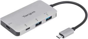 Targus USB-C Multi-Port Hub with 2X USB-A and 2X USB-C Ports with 100W PD Pass-Thru, Gray (ACH228USZ)