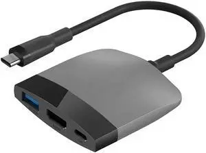 Multi-Function Portable Docking Station USB C to 4K HDMI-Compatible USB 3.0 PD for MacBook Pro (Color : Black Grey)