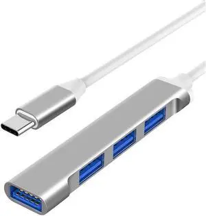 4 in 1 HUB Type-C to USB 3.0 HUB Docking Station Hub 5GBPS Fast Speed Transmitter USB Type C Adapter (Color : Silver)
