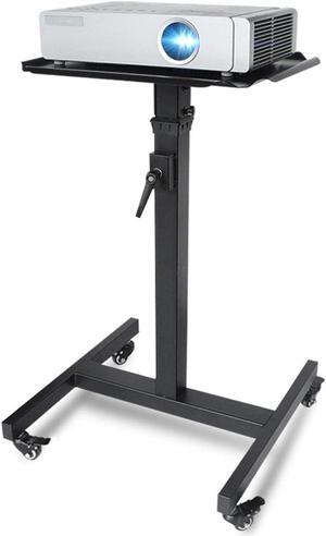 Projector Mount Black Mobile Projector and Laptop Stand, Rolling Cart with Tray, Heavy Duty, Multifunction Height Adjustable Laptop and Projector Presentation Trolley Ceiling Wall Projectors