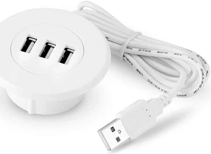 SaditY USB 2.0 Hub, 5cm Grommet Hole in-Desk Mounting 3 Ports USB 2.0 Hub for Laptop PC Computer (White) SaditY USB 2.0 Hub, 5cm Grommet Hole in-Desk Mounting 3 Ports USB 2.0 Hub for Laptop PC Computer (White)