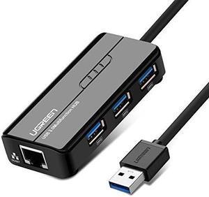 UGREEN Ethernet Adapter USB Gigabit Network Adapter 10/100/1000Mbps/1 Gbps with USB 3.0 Hub 3 Ports for Nintendo Switch, Wii, Windows Surface Pro, MacBook Air/Retina, iMac Pro, Chromebook, and More PC
