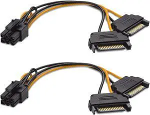 Cable Matters 2-Pack 6 Pin to SATA Power Cable (SATA to 6 Pin PCIe) - 8 InchesParent