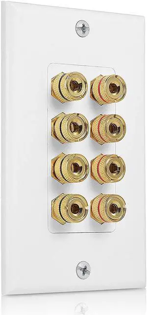 Cable Matters 2-Pack Speaker Wire Wall Plate (Speaker Wall Plate / Banana Plug Wall Plate) 4-Speaker