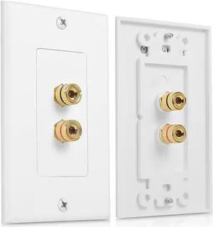 Cable Matters 2-Pack Speaker Wire Wall Plate (Speaker Wall Plate/Banana Plug Wall Plate) for 1 Speaker in White