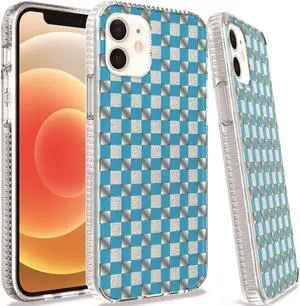 Fusion Shield Tough Snap-on Checker Case for iPhone 12 / iPhone 12 Pro - Blue