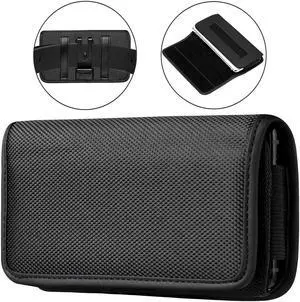 Ballistic Nylon Horizontal Pouch with Metal Clip (Interior Dimensions 6.65" x 3.4" x 0.7") - Black