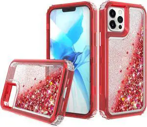 Atomic Quicksand Glitter Waterfall Hybrid Case for iPhone 12 / iPhone 12 Pro - Red