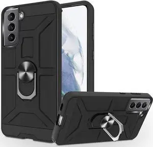 Dynamic Dual Layer Hybrid Case with Ring Stent Finger Loop for Samsung Galaxy S21 Plus 5G - Black