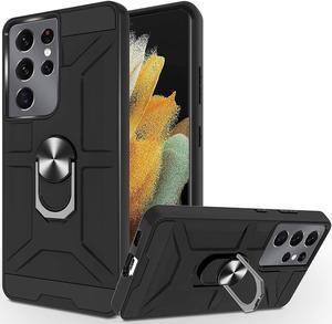 Dynamic Dual Layer Hybrid Case with Ring Holder for Samsung Galaxy S21 Ultra 5G - Black