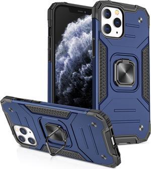 Robust Series Dual Layer Hybrid Case with Ring Stent Finger Loop for iPhone 12 / iPhone 12 Pro - Navy Blue
