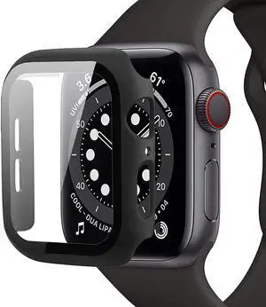 Defense Case with Integrated Tempered Glass Screen Protector for Apple Watch 40mm Series SE / 6 / 5 / 4 - Black