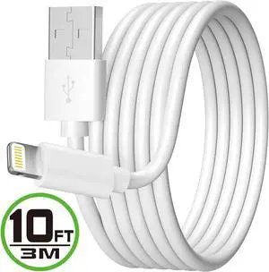 10 Ft. Lightning Connector to USB Charging and Sync Cable - White