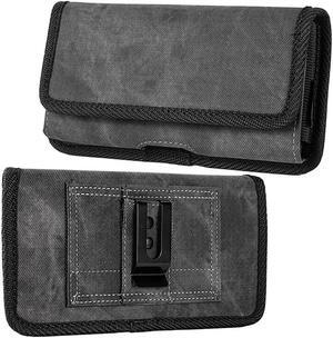 Extra Large Case-On Canvas Fabric Holster Pouch for Phones with 6.5 inch and Above Screen Size - Black