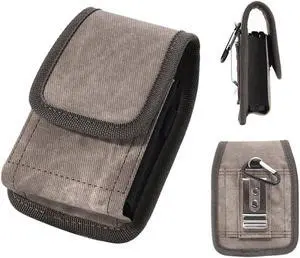 Canvas Fabric Belt Pouch with Carabiner Clip for Samsung Galaxy Z Flip 5 / 4 / 3 - Brown