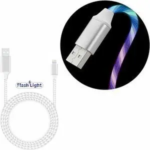 Flowing LED Lights Lightning to USB Charge and Sync Cable - White