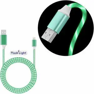 Flowing LED Lights Lightning to USB Charge and Sync Cable - Green