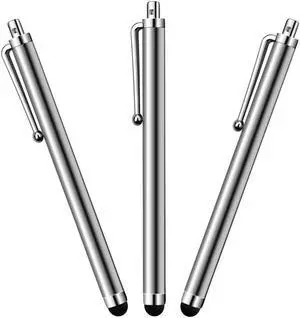 3-Pack HD Easy Glider Capacitive Stylus Pen - Silver