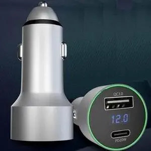 38W Total Output 20W USB-C PD Power Delivery + 18W Quick Charge 3.0 USB-A Car Charger - Grey