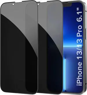 2-Pack Full Coverage Privacy Tempered Glass Screen Protector for iPhone 14 / iPhone 13 / iPhone 13 Pro