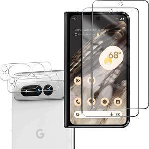 2+2 Combo Pack 2-Pack Tempered Glass Screen Protector + 2-Pack Camera Lens Protector for Google Pixel Fold