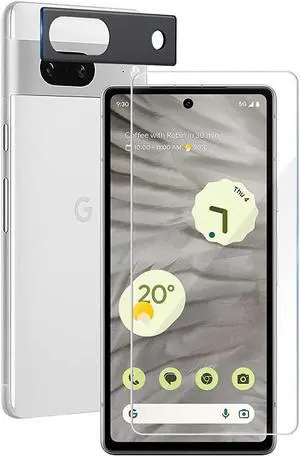 Tempered Glass Screen Protector + Camera Lens Protector (Black) for Google Pixel 7a