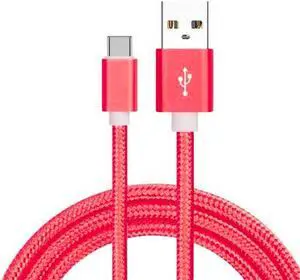 6.5 Ft. High-Speed 3A Nylon Braided USB-A to USB-C (Type-C) Charge & Sync Cable - Red