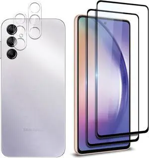 2+2 Combo Pack 2-Pack Full Edged Tempered Glass Screen Protector + 2-Pack Camera Lens Protector for Samsung Galaxy A54 5G