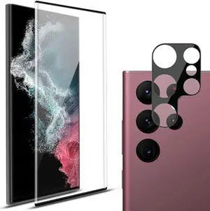 Tempered Glass Screen Protector + Camera Lens Protector (Black) for Samsung Galaxy S23 Ultra