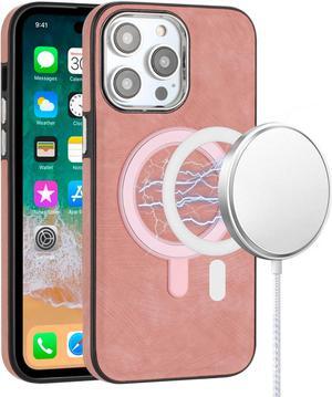 MagSafe Compatible Premium Leather Case for iPhone 14 Pro - Pink